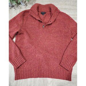 Banana Republic Henley Wool Angora Rabbit Hair Sweater Size Medium Rust Orange